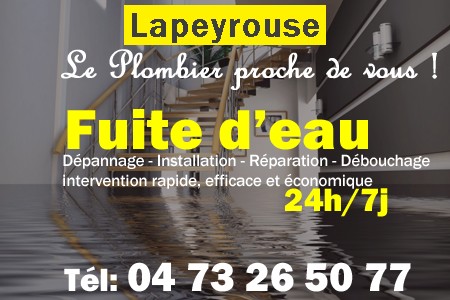 fuite Lapeyrouse - fuite d'eau Lapeyrouse - fuite wc Lapeyrouse - recherche de fuite Lapeyrouse - détection de fuite Lapeyrouse - dépannage fuite Lapeyrouse