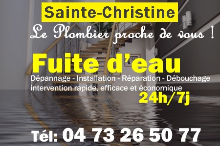 fuite Sainte-Christine - fuite d'eau Sainte-Christine - fuite wc Sainte-Christine - recherche de fuite Sainte-Christine - détection de fuite Sainte-Christine - dépannage fuite Sainte-Christine