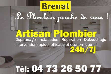 Plombier Brenat - Plomberie Brenat - Plomberie pro Brenat - Entreprise plomberie Brenat - Dépannage plombier Brenat