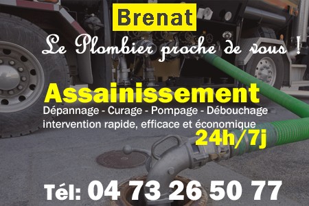 assainissement Brenat - vidange Brenat - curage Brenat - pompage Brenat - eaux usées Brenat - camion pompe Brenat