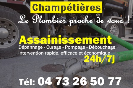 assainissement Champétières - vidange Champétières - curage Champétières - pompage Champétières - eaux usées Champétières - camion pompe Champétières