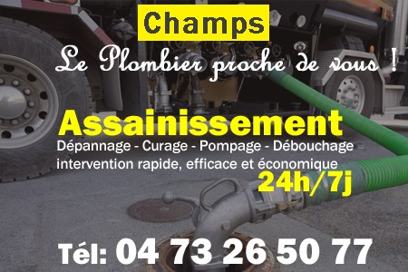 assainissement Champs - vidange Champs - curage Champs - pompage Champs - eaux usées Champs - camion pompe Champs