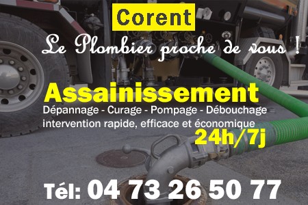 assainissement Corent - vidange Corent - curage Corent - pompage Corent - eaux usées Corent - camion pompe Corent