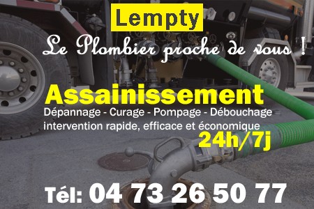 assainissement Lempty - vidange Lempty - curage Lempty - pompage Lempty - eaux usées Lempty - camion pompe Lempty