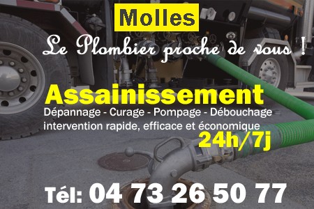 assainissement Molles - vidange Molles - curage Molles - pompage Molles - eaux usées Molles - camion pompe Molles