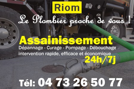 assainissement Riom - vidange Riom - curage Riom - pompage Riom - eaux usées Riom - camion pompe Riom