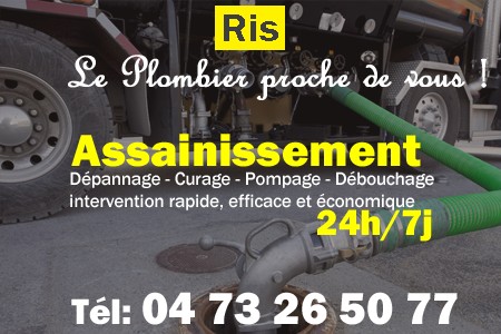 assainissement Ris - vidange Ris - curage Ris - pompage Ris - eaux usées Ris - camion pompe Ris