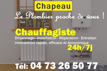 chauffage Chapeau - depannage chaudiere Chapeau - chaufagiste Chapeau - installation chauffage Chapeau - depannage chauffe eau Chapeau