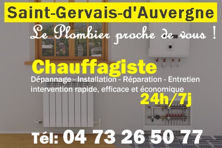 chauffage Saint-Gervais-d'Auvergne - depannage chaudiere Saint-Gervais-d'Auvergne - chaufagiste Saint-Gervais-d'Auvergne - installation chauffage Saint-Gervais-d'Auvergne - depannage chauffe eau Saint-Gervais-d'Auvergne
