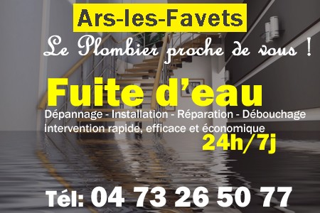 fuite Ars-les-Favets - fuite d'eau Ars-les-Favets - fuite wc Ars-les-Favets - recherche de fuite Ars-les-Favets - détection de fuite Ars-les-Favets - dépannage fuite Ars-les-Favets