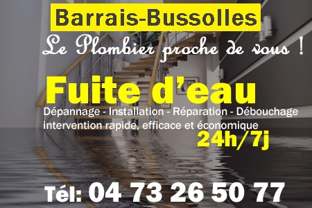 fuite Barrais-Bussolles - fuite d'eau Barrais-Bussolles - fuite wc Barrais-Bussolles - recherche de fuite Barrais-Bussolles - détection de fuite Barrais-Bussolles - dépannage fuite Barrais-Bussolles