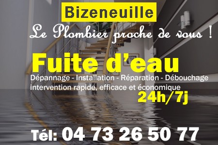 fuite Bizeneuille - fuite d'eau Bizeneuille - fuite wc Bizeneuille - recherche de fuite Bizeneuille - détection de fuite Bizeneuille - dépannage fuite Bizeneuille