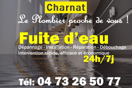 fuite Charnat - fuite d'eau Charnat - fuite wc Charnat - recherche de fuite Charnat - détection de fuite Charnat - dépannage fuite Charnat