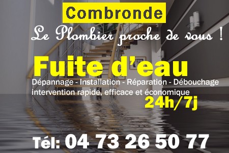 fuite Combronde - fuite d'eau Combronde - fuite wc Combronde - recherche de fuite Combronde - détection de fuite Combronde - dépannage fuite Combronde