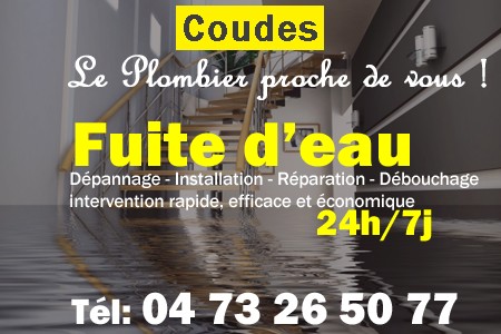 fuite Coudes - fuite d'eau Coudes - fuite wc Coudes - recherche de fuite Coudes - détection de fuite Coudes - dépannage fuite Coudes