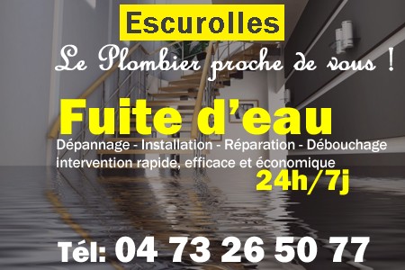 fuite Escurolles - fuite d'eau Escurolles - fuite wc Escurolles - recherche de fuite Escurolles - détection de fuite Escurolles - dépannage fuite Escurolles