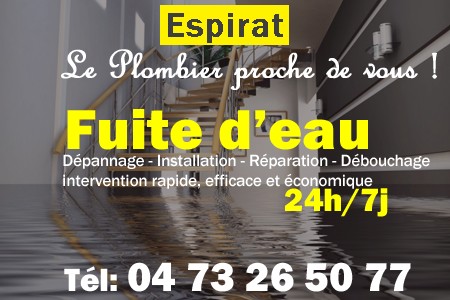 fuite Espirat - fuite d'eau Espirat - fuite wc Espirat - recherche de fuite Espirat - détection de fuite Espirat - dépannage fuite Espirat