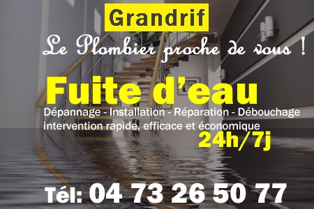 fuite Grandrif - fuite d'eau Grandrif - fuite wc Grandrif - recherche de fuite Grandrif - détection de fuite Grandrif - dépannage fuite Grandrif