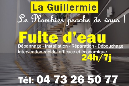 fuite La Guillermie - fuite d'eau La Guillermie - fuite wc La Guillermie - recherche de fuite La Guillermie - détection de fuite La Guillermie - dépannage fuite La Guillermie