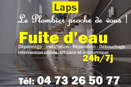 fuite Laps - fuite d'eau Laps - fuite wc Laps - recherche de fuite Laps - détection de fuite Laps - dépannage fuite Laps