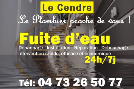 fuite Le Cendre - fuite d'eau Le Cendre - fuite wc Le Cendre - recherche de fuite Le Cendre - détection de fuite Le Cendre - dépannage fuite Le Cendre