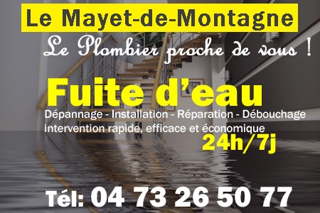 fuite Le Mayet-de-Montagne - fuite d'eau Le Mayet-de-Montagne - fuite wc Le Mayet-de-Montagne - recherche de fuite Le Mayet-de-Montagne - détection de fuite Le Mayet-de-Montagne - dépannage fuite Le Mayet-de-Montagne