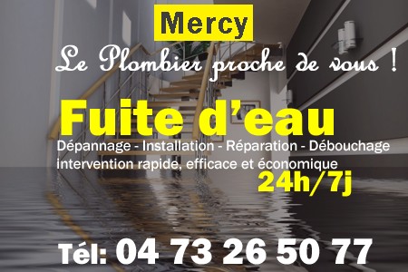 fuite Mercy - fuite d'eau Mercy - fuite wc Mercy - recherche de fuite Mercy - détection de fuite Mercy - dépannage fuite Mercy