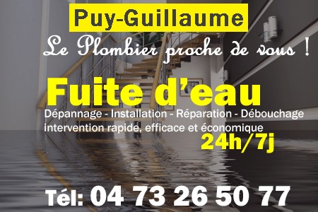fuite Puy-Guillaume - fuite d'eau Puy-Guillaume - fuite wc Puy-Guillaume - recherche de fuite Puy-Guillaume - détection de fuite Puy-Guillaume - dépannage fuite Puy-Guillaume