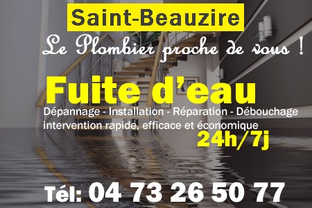 fuite Saint-Beauzire - fuite d'eau Saint-Beauzire - fuite wc Saint-Beauzire - recherche de fuite Saint-Beauzire - détection de fuite Saint-Beauzire - dépannage fuite Saint-Beauzire
