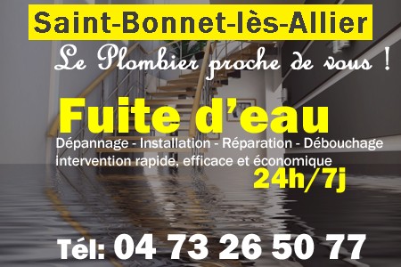 fuite Saint-Bonnet-lès-Allier - fuite d'eau Saint-Bonnet-lès-Allier - fuite wc Saint-Bonnet-lès-Allier - recherche de fuite Saint-Bonnet-lès-Allier - détection de fuite Saint-Bonnet-lès-Allier - dépannage fuite Saint-Bonnet-lès-Allier