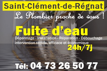 fuite Saint-Clément-de-Régnat - fuite d'eau Saint-Clément-de-Régnat - fuite wc Saint-Clément-de-Régnat - recherche de fuite Saint-Clément-de-Régnat - détection de fuite Saint-Clément-de-Régnat - dépannage fuite Saint-Clément-de-Régnat