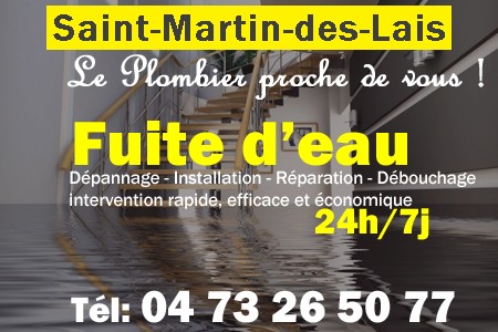 fuite Saint-Martin-des-Lais - fuite d'eau Saint-Martin-des-Lais - fuite wc Saint-Martin-des-Lais - recherche de fuite Saint-Martin-des-Lais - détection de fuite Saint-Martin-des-Lais - dépannage fuite Saint-Martin-des-Lais