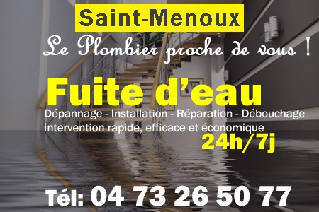 fuite Saint-Menoux - fuite d'eau Saint-Menoux - fuite wc Saint-Menoux - recherche de fuite Saint-Menoux - détection de fuite Saint-Menoux - dépannage fuite Saint-Menoux