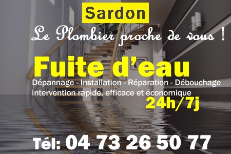 fuite Sardon - fuite d'eau Sardon - fuite wc Sardon - recherche de fuite Sardon - détection de fuite Sardon - dépannage fuite Sardon