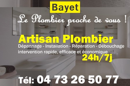 Plombier Bayet - Plomberie Bayet - Plomberie pro Bayet - Entreprise plomberie Bayet - Dépannage plombier Bayet