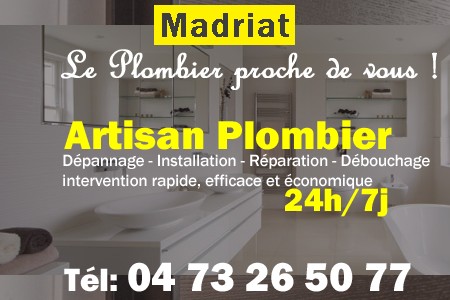 Plombier Madriat - Plomberie Madriat - Plomberie pro Madriat - Entreprise plomberie Madriat - Dépannage plombier Madriat