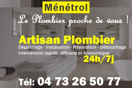 Plombier Ménétrol - Plomberie Ménétrol - Plomberie pro Ménétrol - Entreprise plomberie Ménétrol - Dépannage plombier Ménétrol